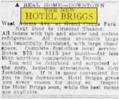 Hotel Briggs - Feb 1929 Ad